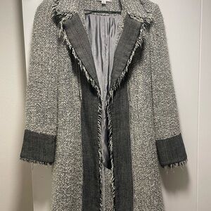Elegant Gray Tweed Women's Coat